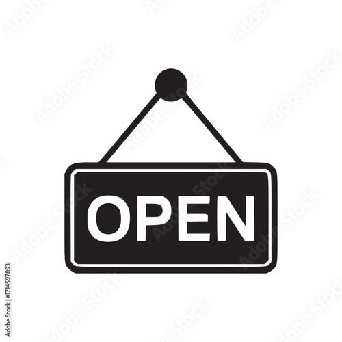 Vector art of an open sign indicates that a business is currently welcoming customers, inviting them to enter and browse the available products or services, symbolizing accessibility and availability
