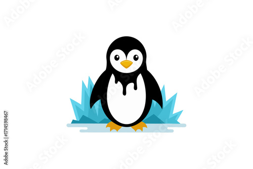 frosty penguin on a white background