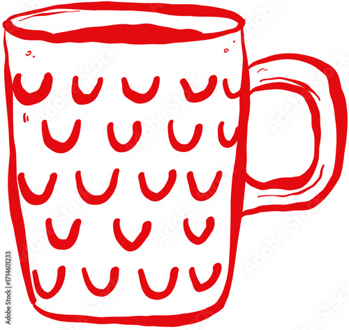 Hand drawn ink vector illustration. Christmas winter time themed. Coffee 
