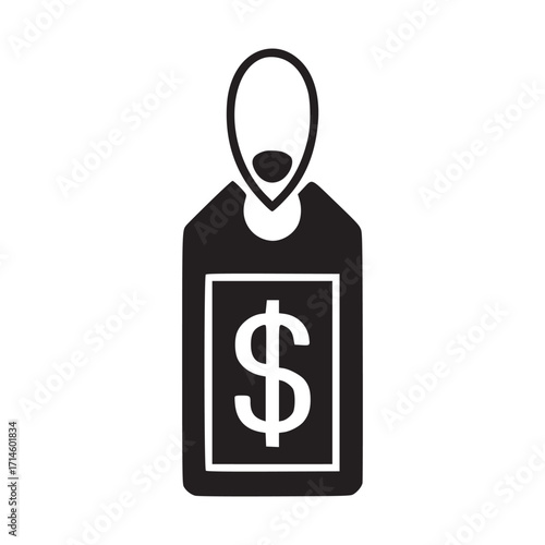 Vector art of price tag icon vector dollar sign on label, symbol of cost, sale, discount, shopping, business, finance, marketing, promotion, retail, commerce, and economy