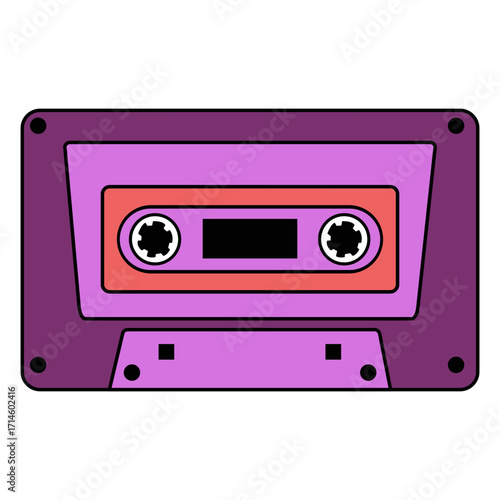 Colorful Music Cassette Illustration, Vintage audio cassette background. Retro music concept.