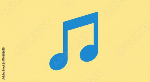 Blue music note vector illustration for musical notation and song sheet design and audio production use