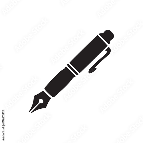 Illustration of a fountain pen, a classic writing instrument known for its elegant design and smooth ink flow, often used for calligraphy, signatures, and formal writing in various professional fields