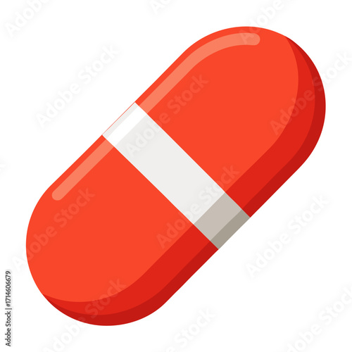 red pill on white background