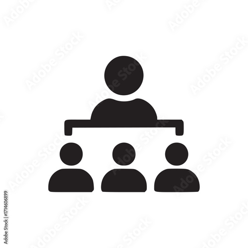 Vector art of organization chart icon this vector graphic represents a hierarchical structure, showing a leader or manager at the top overseeing a team of three individuals, ideal for business and man