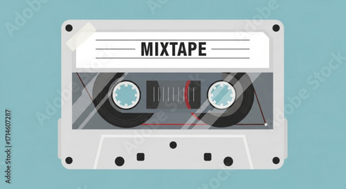 Vintage mixtape cassette tape vector illustration for retro music nostalgia themed design projects exactly one hundred