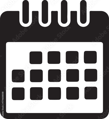 Calendar date, Date notes business, office event icon template black color editable. Calendar date symbol Flat vector illustration for graphic and web design
