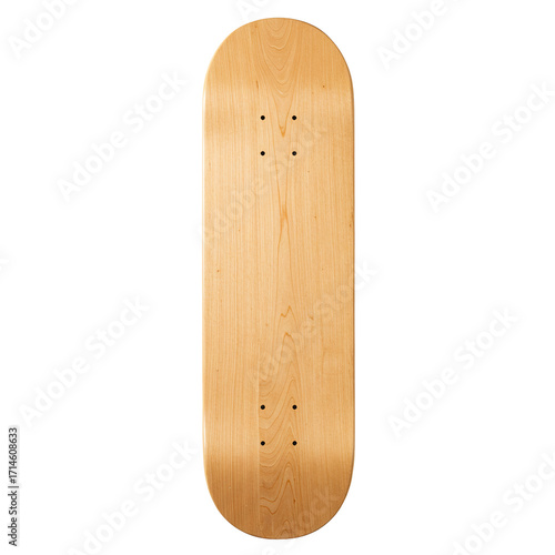 Blank wooden skateboard deck ready for customization and riding