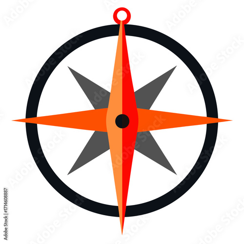 red compass on white background