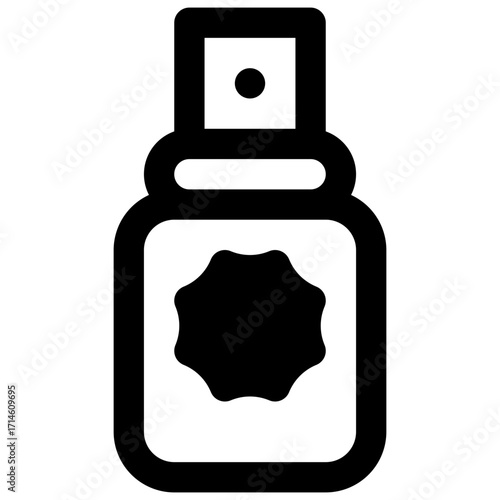 Face sunscreen. Outlined stroke vector icon with black-filled details.