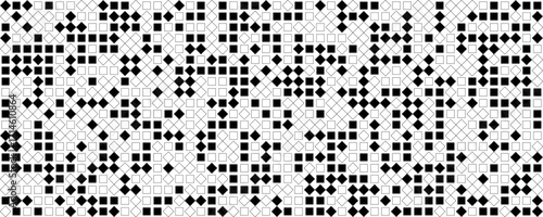 Black white squares pattern, diamonds shift seamless grid texture. Geometric mosaic background, decor element. Use wallpaper, textile, wrapping, web, print. Monochrome Vector illustration