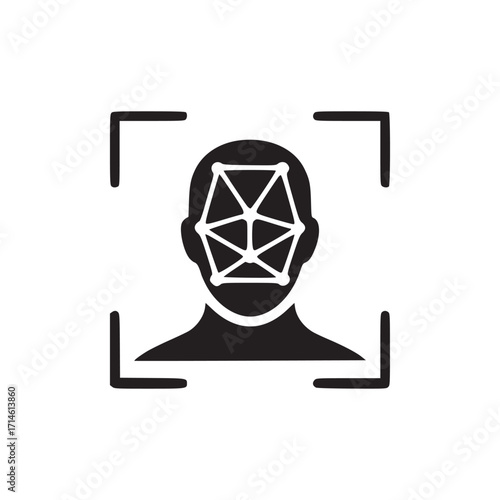 Vector art of face recognition scan icon a vector illustration of facial recognition technology, suitable for security, biometrics, and identity verification projects