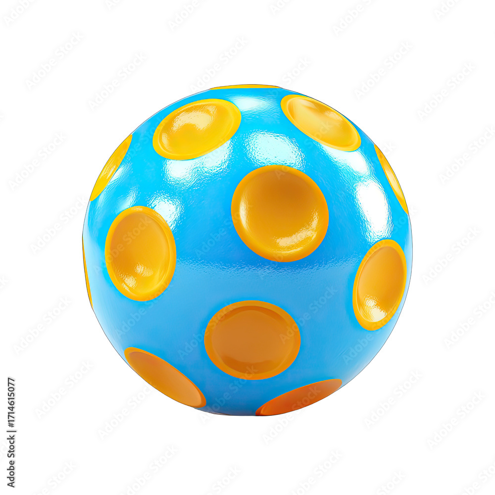 Obraz premium Round sphere, light blue, with orange/yellow spots
