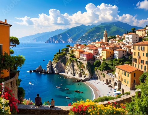 Coastal town overlooking a bay