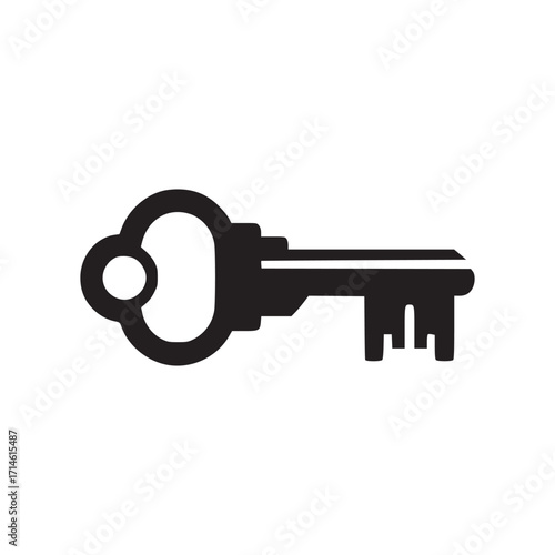 Illustration of a classic key, symbolizing access, security, and solutions, perfect for designs needing a touch of vintage charm and reliable protection, offering a timeless aesthetic