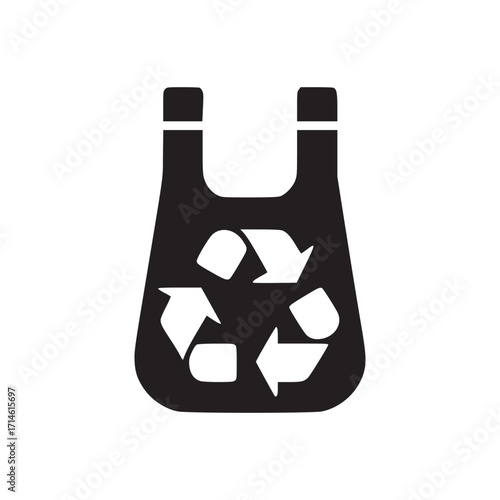 Vector art of recycle bag icon plastic bag with recycle sign symbol of recycling, waste management, environmental protection, and sustainable living vector illustration in flat style