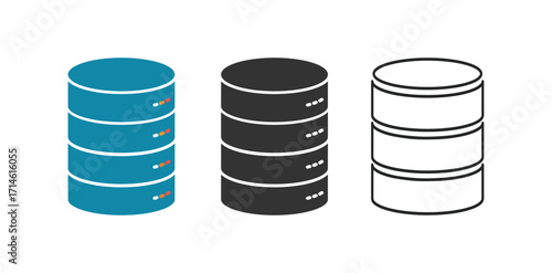 Database icon set. Data storage flat icon, database vector icon