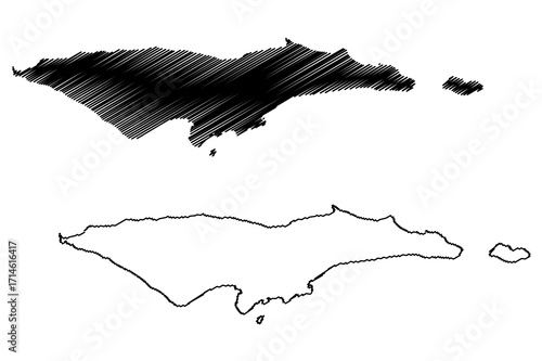Samana Cay island (Commonwealth of The Bahamas, Cenrtal America, Caribbean islands) map vector illustration, scribble sketch Samana Cay map