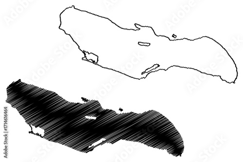 Saona island (Dominican Republic, Cenrtal America, Caribbean islands) map vector illustration, scribble sketch Isla Saona map