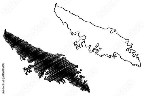 Solarte island (Republic of Panama, Bocas del Toro Archipelago, Cenrtal America, Caribbean islands) map vector illustration, scribble sketch Isla Nancy's Cay map