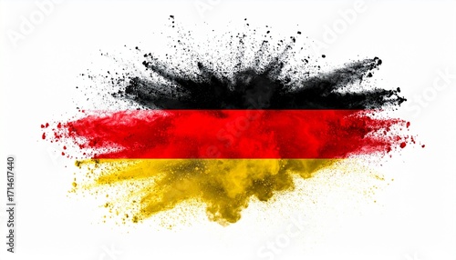Grunge brush explossion stroke flag of Germany. The German national flag for Independence Day.