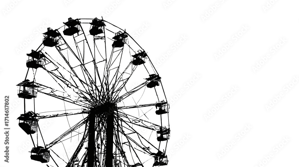 Fototapeta premium Ferris Wheel Line Art isolated on transparent background