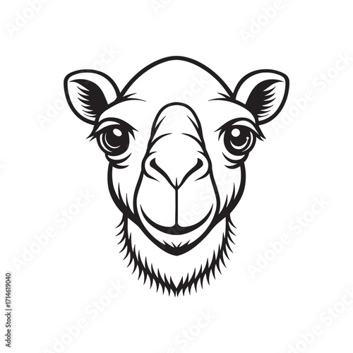 Camel head icon unique camel face silhouette on white background