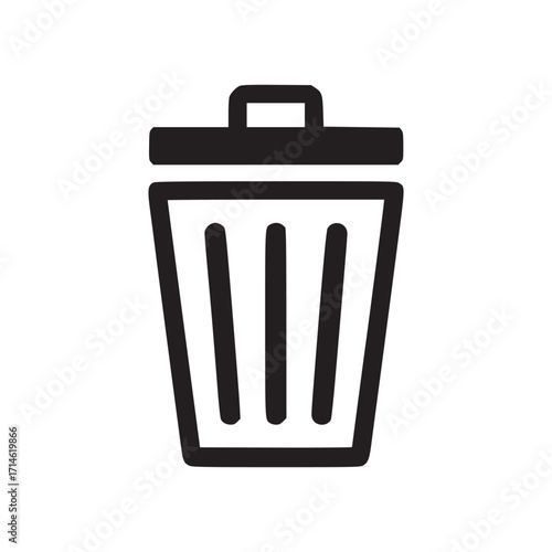 Vector art of trash bin icon symbol of waste management, disposal, and recycling vector illustration in flat style suitable for web, mobile app, and graphic design projects