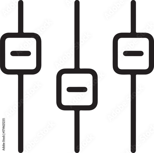 Three vertical sliders with horizontal lines representing controls
