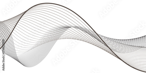 Elegant black wave lines overlap in rhythmic motion, forming curves that convey balance, energy, and flow, reminiscent of musical frequencies or fluid motion in abstract design.