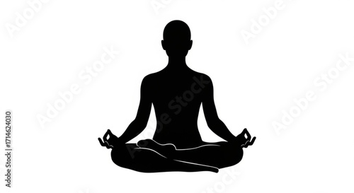 Yoga meditation pose silhouette vector illustration for wellness and relaxation practices and mindfulness