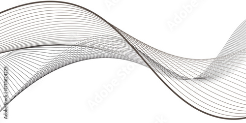 A minimalistic composition of wavy black lines bending and merging into flowing forms, evoking the essence of sound vibrations, futuristic movement, and organic digital flow.