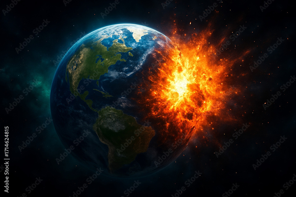 Fototapeta premium earth fire blast space view