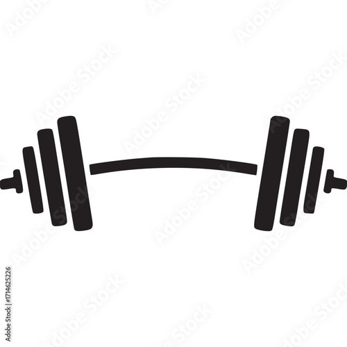 Vector art of barbell icon black silhouette of a barbell, a weight training equipment, for fitness, gym, and strength training vector illustration of a barbell