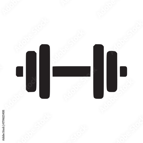 Vector art of dumbbell icon black silhouette of a dumbbell, a weight training equipment, for fitness, gym, and strength training vector illustration of a dumbbell