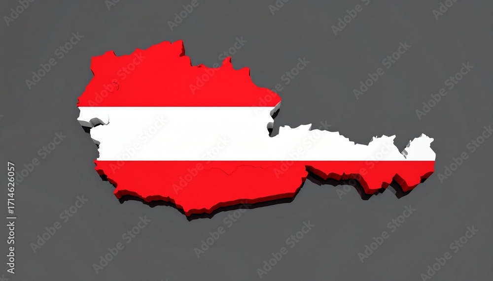 Fototapeta premium Austria Map with Flag Colors on Gray Background