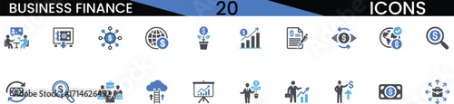Collection of business finance icons for modern digital applications and presentations vector