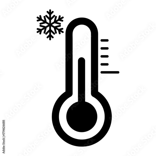 Low temperature icon snowflake thermometer sketch