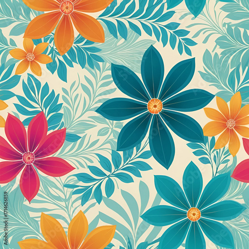 Abstract Colorful Floral Patterns on a Soft Background Exuding Vibrant Energy and Imagination