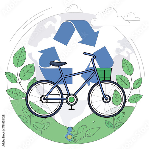 Bicycle as eco transport isolated on white background