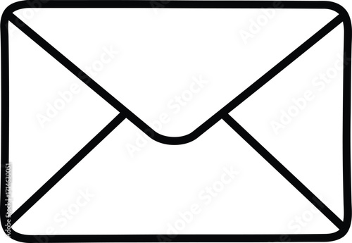A simple black and white line drawing of a closed envelope, representing communication and mail.