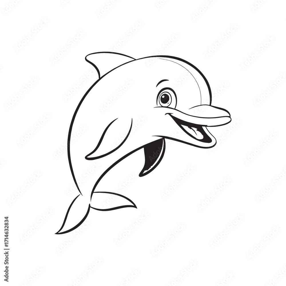 Obraz premium Dolphin icon friendly dolphin head clean silhouette on white background