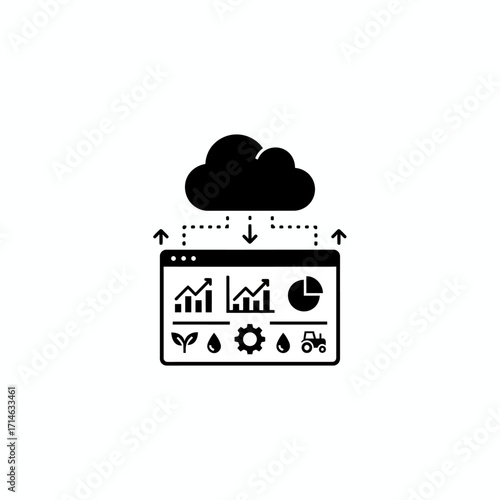 Cloud-based smart farming dashboard displaying agricultural data and analytics for data-driven decision making and farm management.