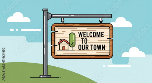 Welcome to our town sign vector illustration for local business and community advertisement and marketing use