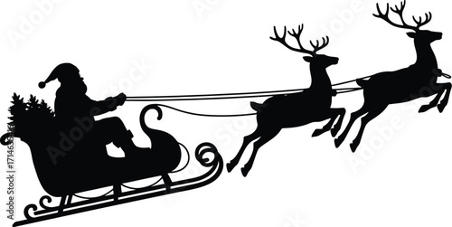 Santa Claus sleigh reindeer flight flying christmas