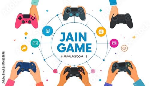 Group of hands holding game controllers