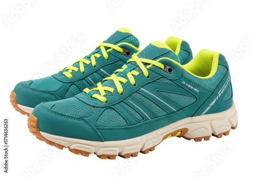 Isolated running shoes pair for sports, athletic apparel or workout gear on neutral backdrop