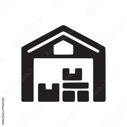 Vector art of warehouse icon symbol of storage, distribution, and logistics vector illustration of a simple, modern warehouse for use in web design, apps, and marketing materials