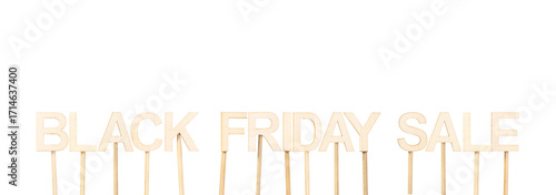 Wooden topper with the phrase Black Friday Sale designed for sales campaigns and advertising communication