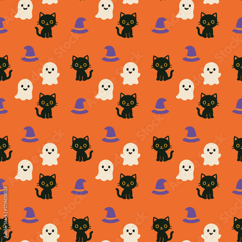 Halloween Seamless Pattern. Hocus Pocus. Spooky Quotes. Scary Background